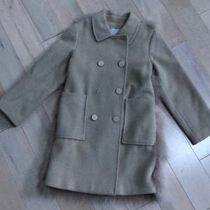 Dinui genuine fox fur back wool coat